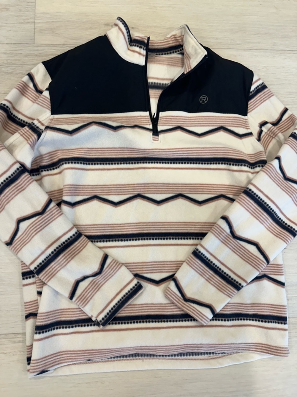 Roper Men's Cream, Black & Tan Striped Half-Zip Sweater